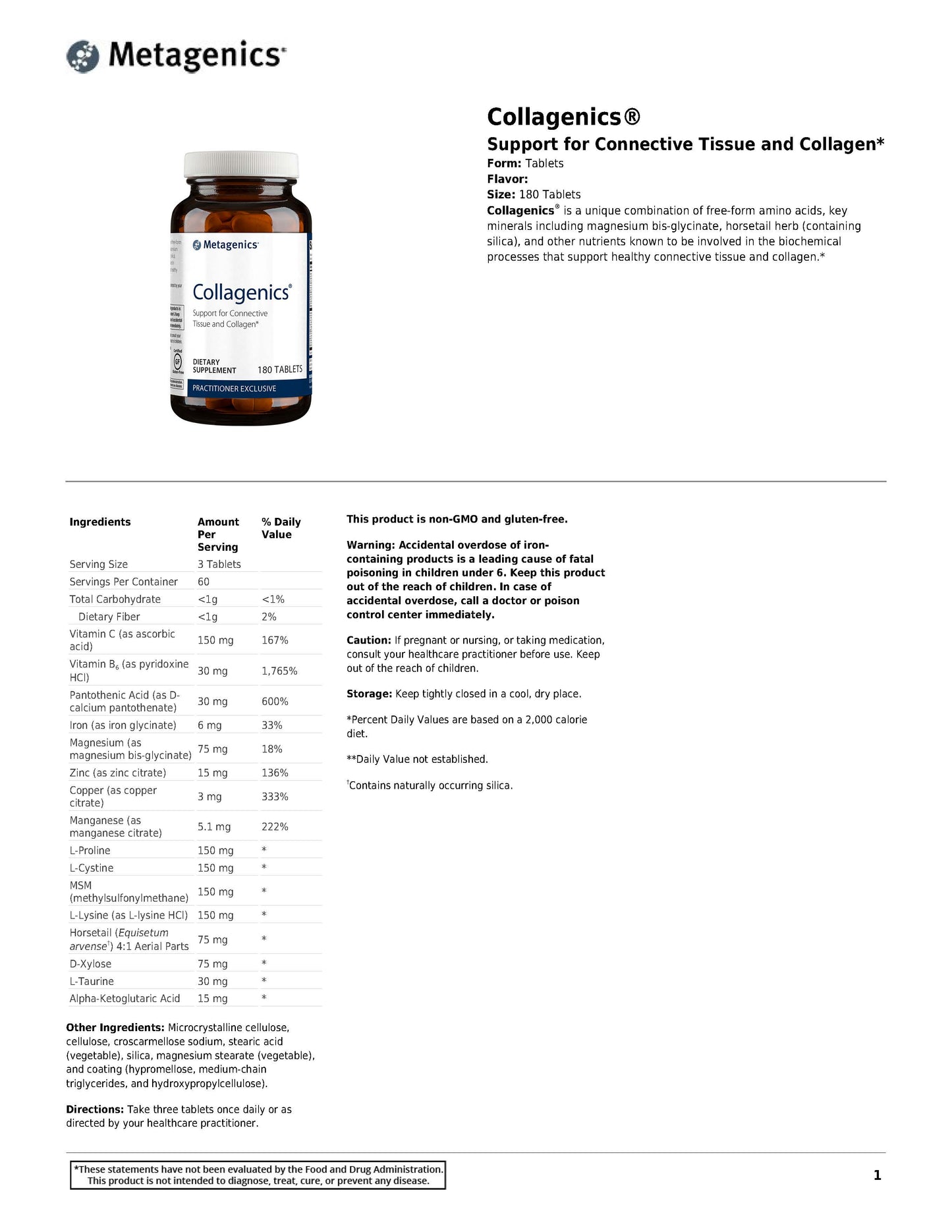 Collagenics 180 tablets