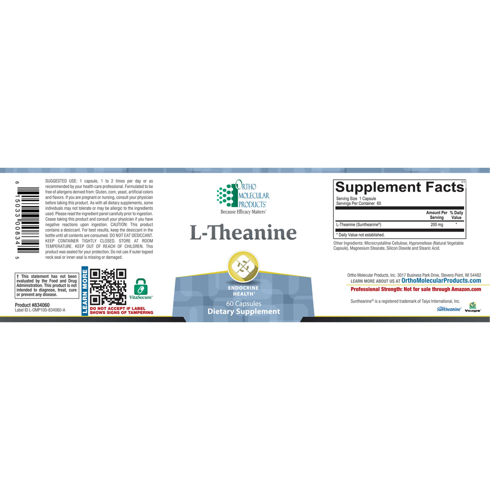 Theanine 200mg OrthoMolecular Labs #60 count