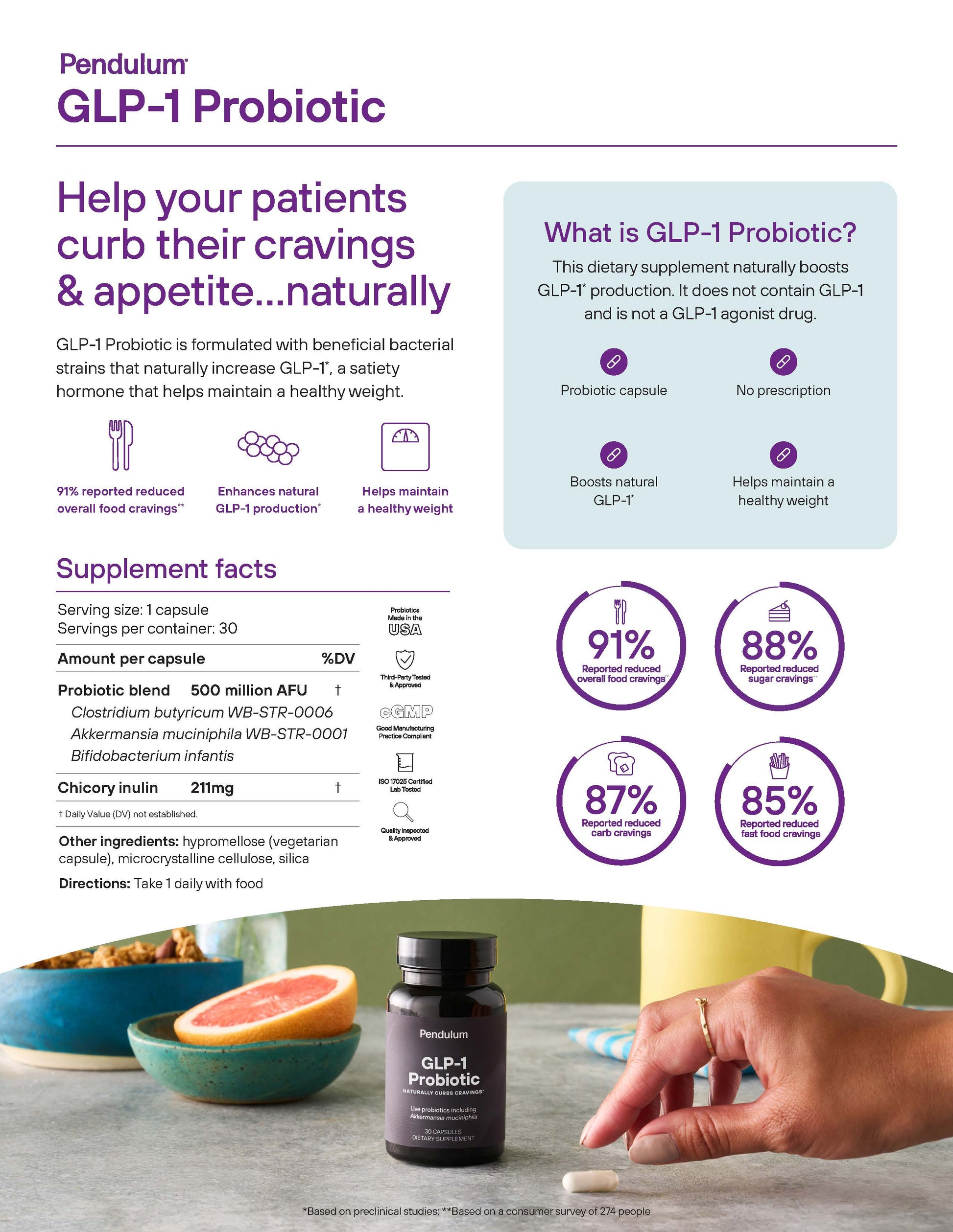 glp 1 probiotic pro pendulum GLP-1 Pendulum Metabolic Daily Pro features clinically studied probiotic strains to support gut microbiome diversity GLP-1 Probiotic Pro 30c