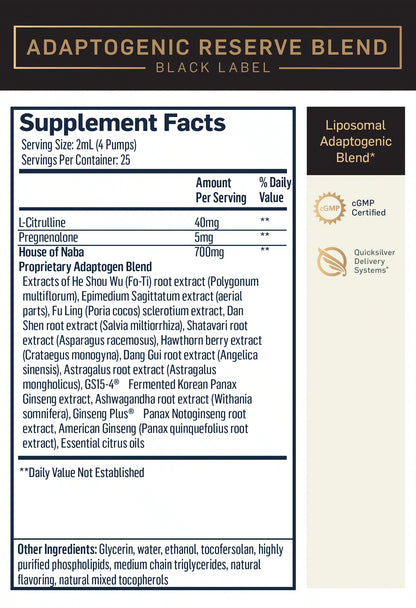 Adaptogenic Black Label Liposomal 50 ml.