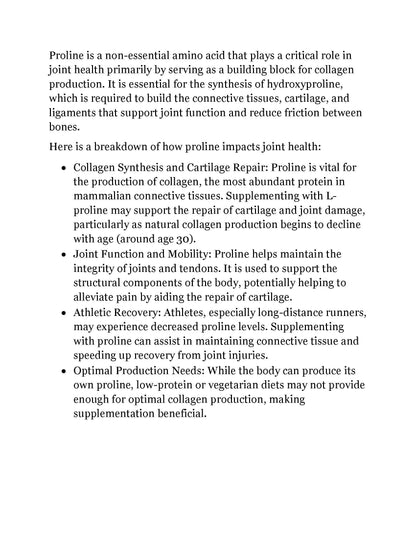 L- Proline 500mg 100 capsules