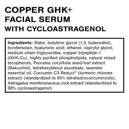 Copper GHK+Facial Serum Serum with Cycloastragenol
