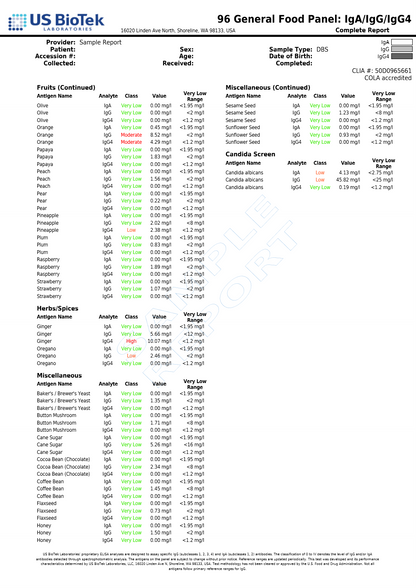 Food Allergy Test — Baseline IgG + IgA Antibody Assessment